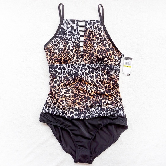 leopard print tummy control swimsuit